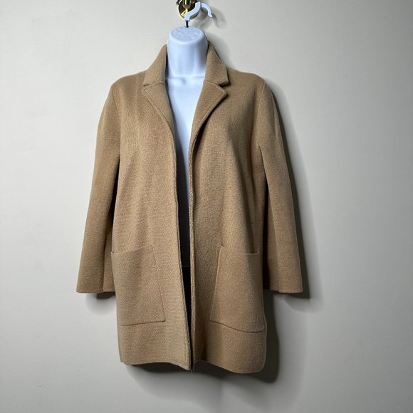 J. Crew Tan Open Front Sweater Blazer Merino Wool Blend Women's XXS - Picture 1 of 6